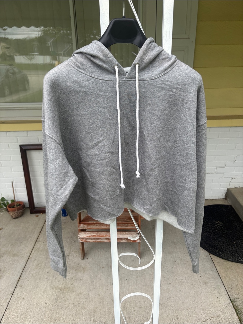 wild fable Gray Cropped Hooded Pullover Sweatshirt